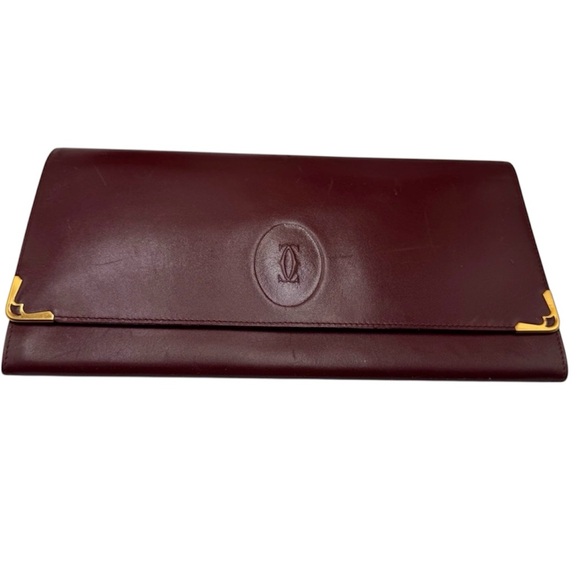 Cartier Handbags - Cartier Must de Cartier Bodreaux Vintage Leather Clutch